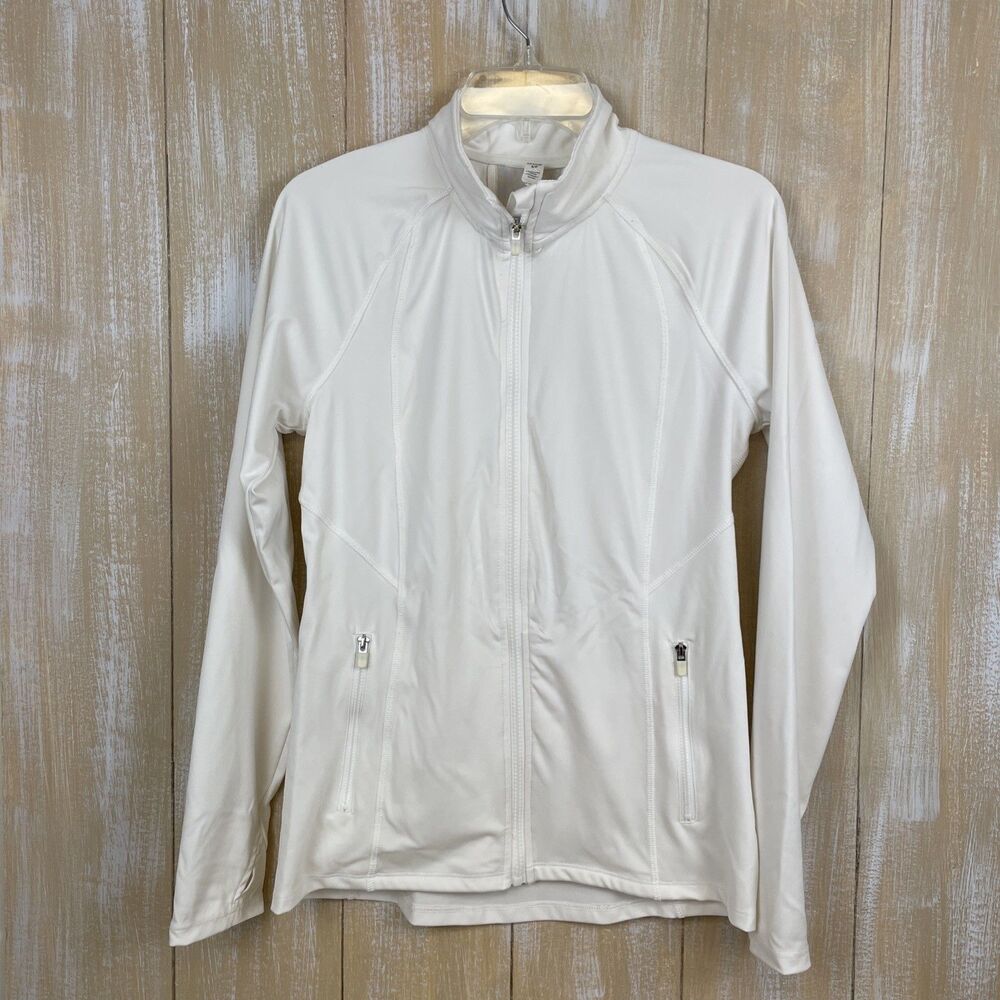 RBX Lightweight Jacket Long Sleeve Full Zip Activewear White Womens S Mesh Back